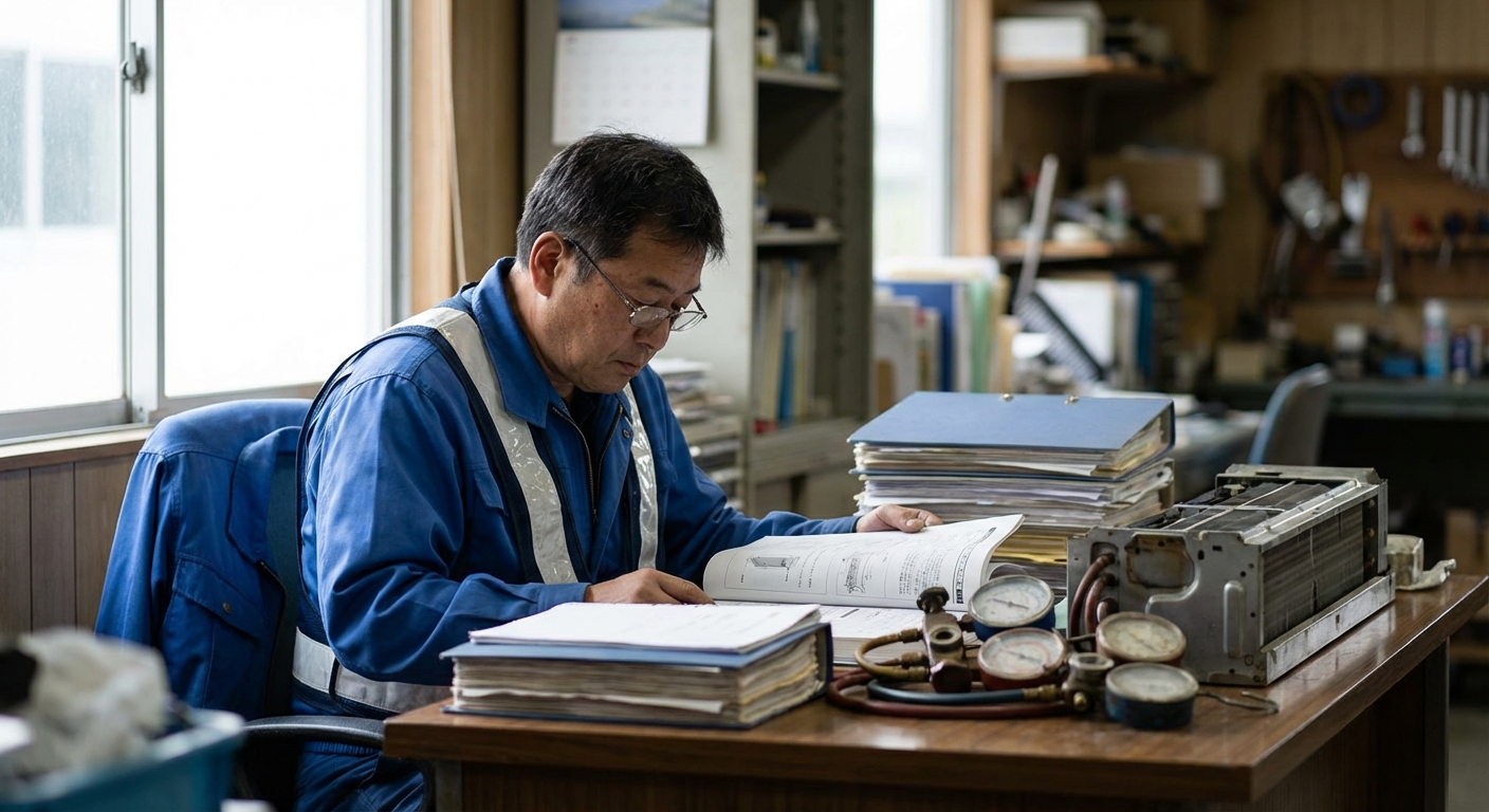 Climaticien présentant son attestation décennale