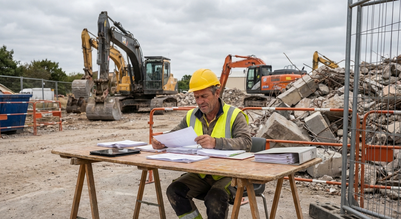 Démolisseur vérifiant son attestation décennale avant intervention
