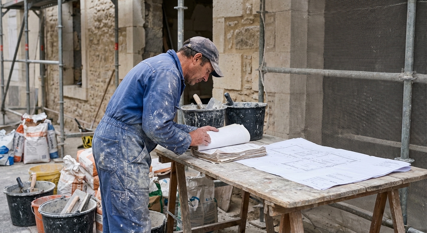 Façadier présentant son attestation décennale