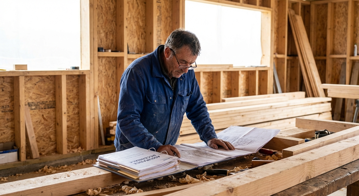 Constructeur ossature bois vérifiant son attestation décennale