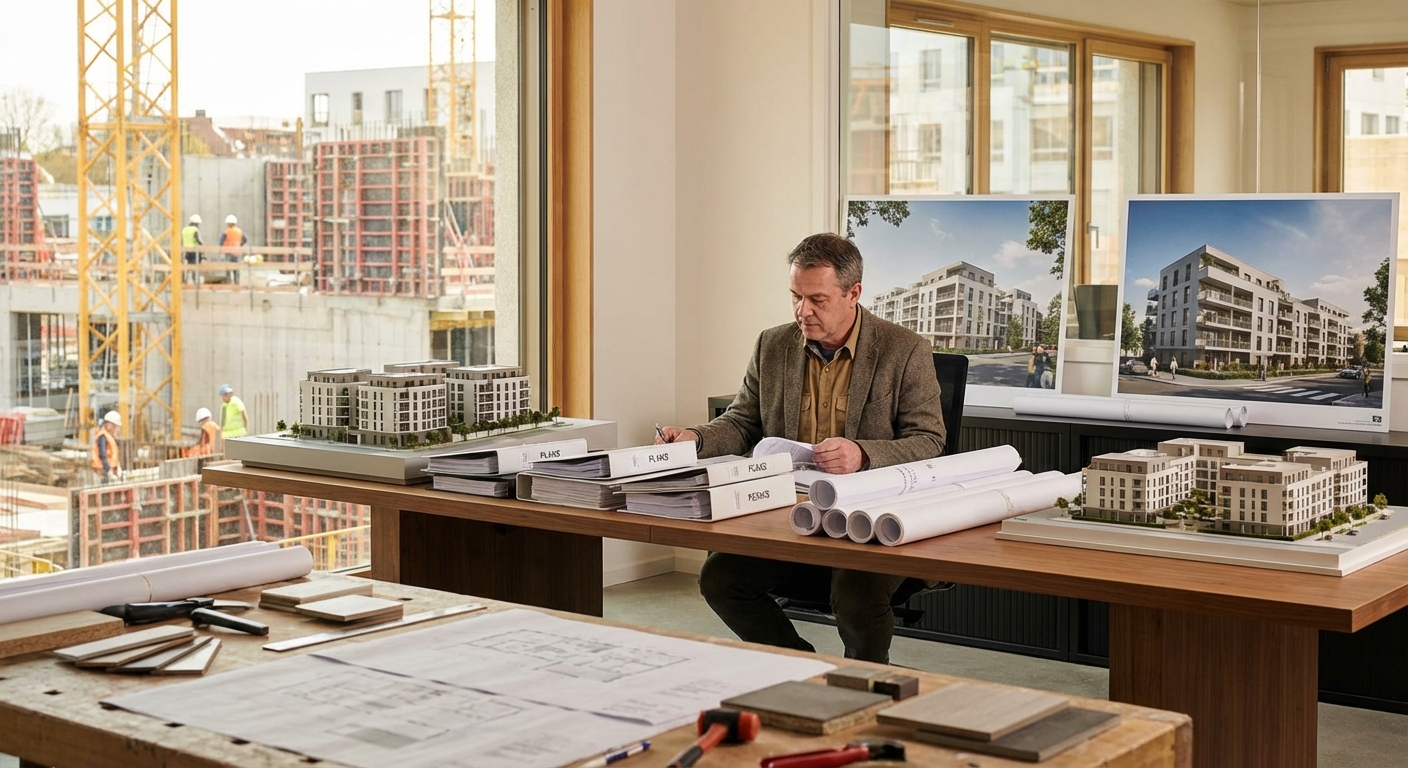 Promoteur immobilier vérifiant ses attestations décennales