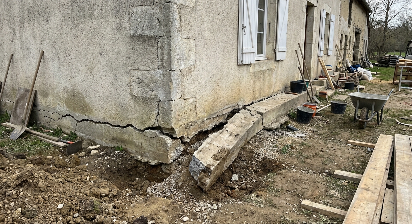 Affaissement de fondations dû à un défaut de compactage