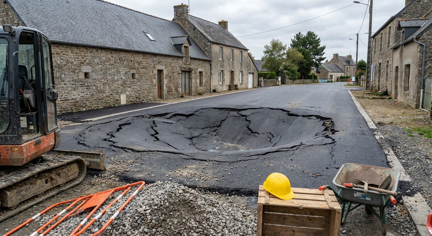 Affaissement de voirie sur chantier VRD