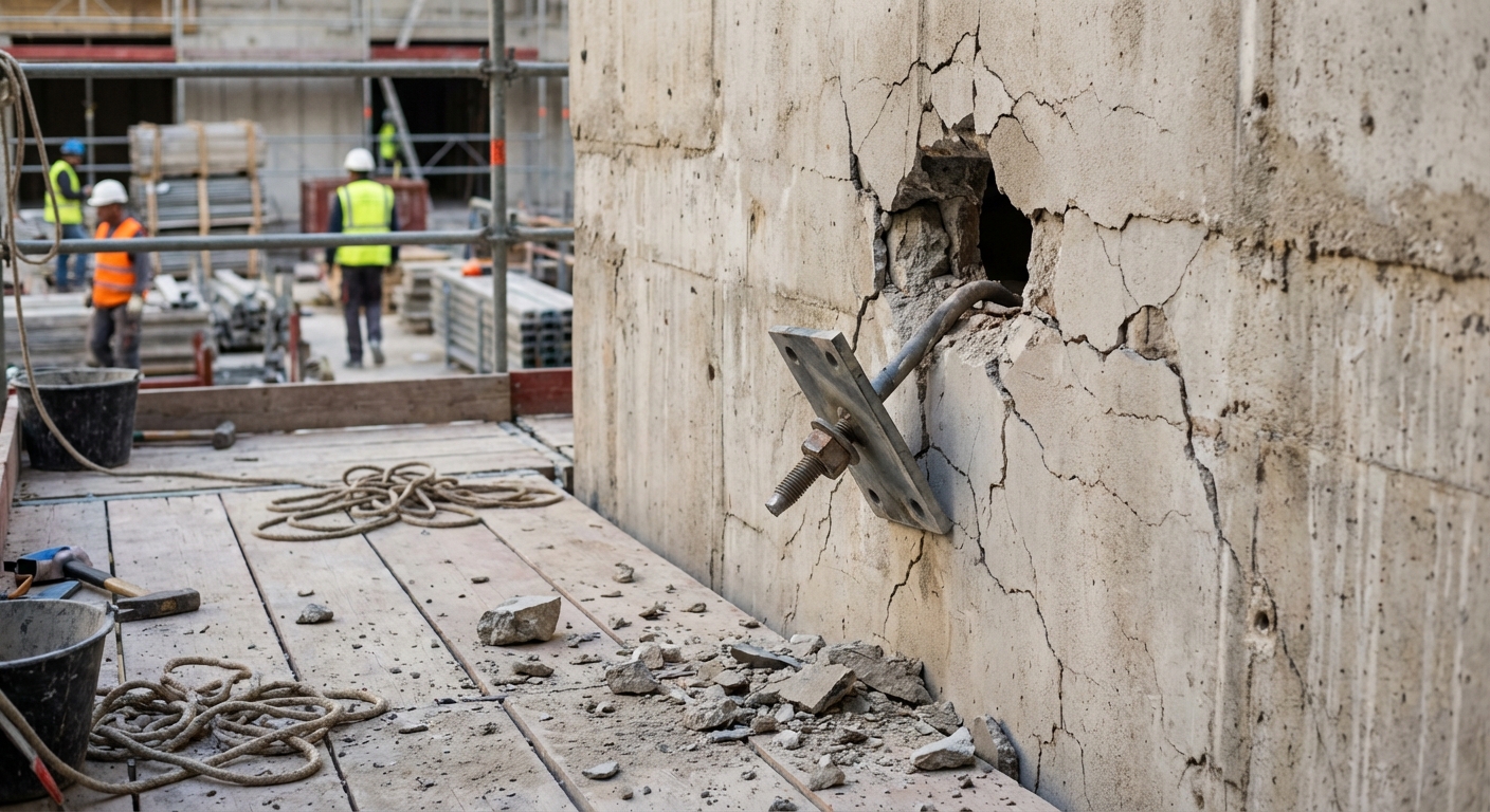 Défaut de scellement d'ancrage structurel posé par cordiste