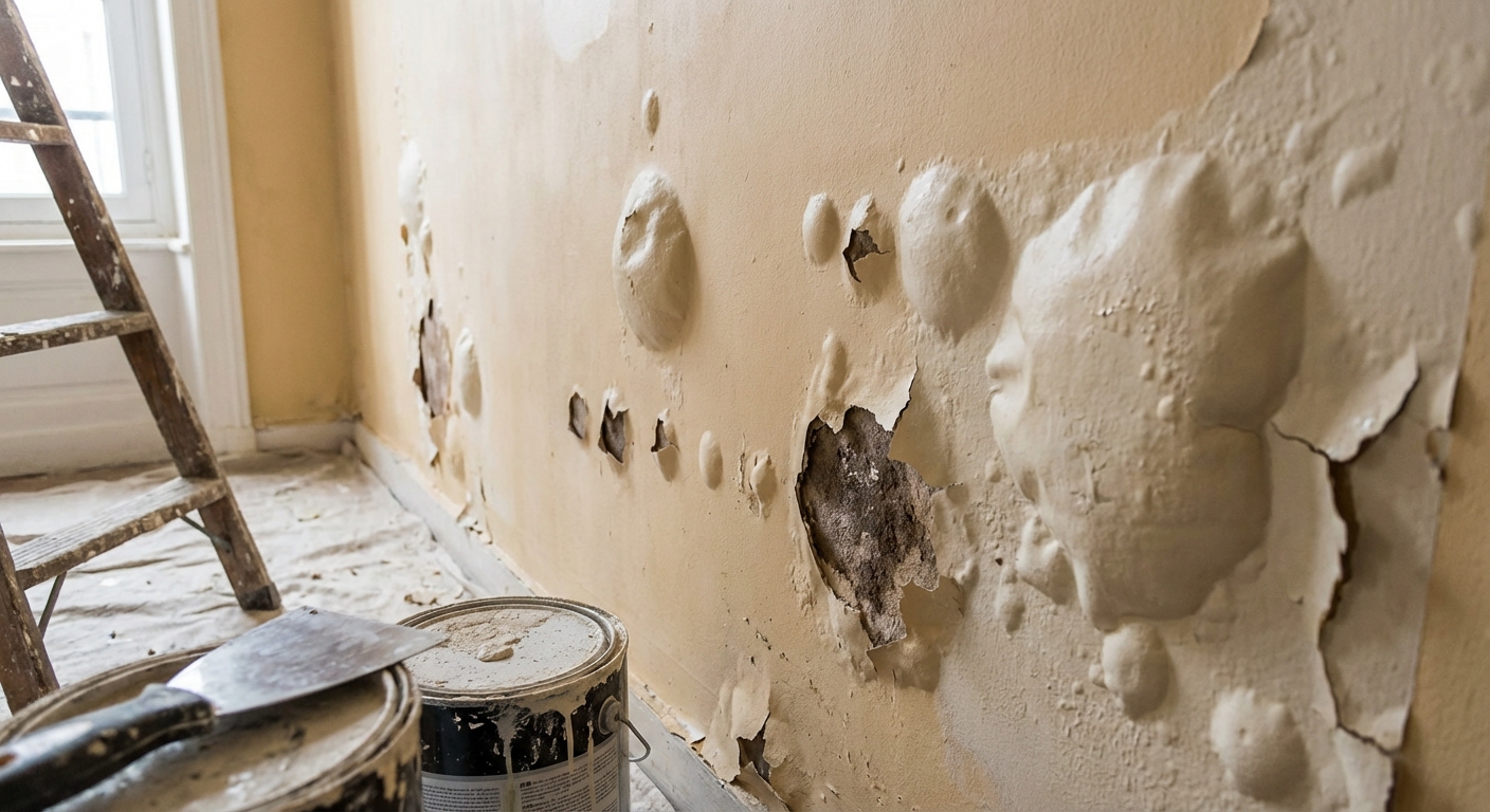 Enduit de façade cloqué sur toute la surface