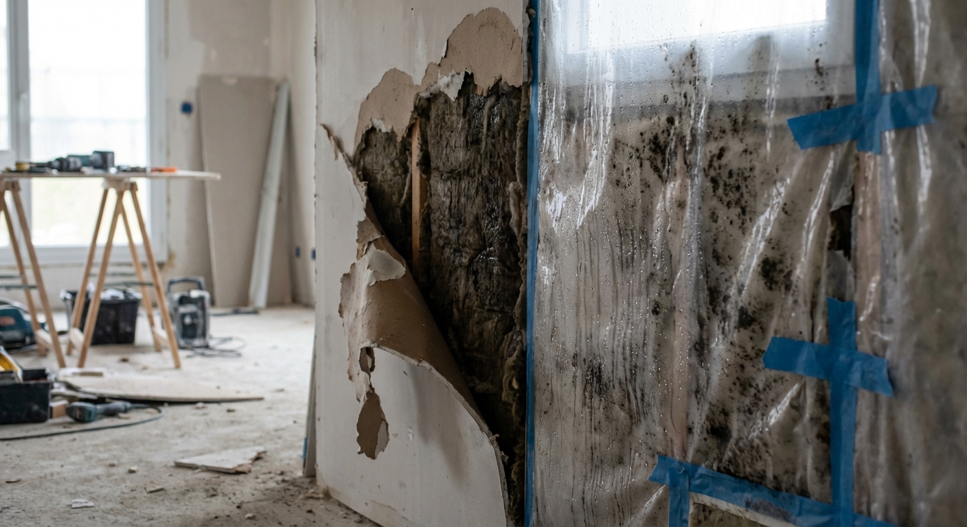 Condensation et moisissures dans les combles par défaut de pare-vapeur