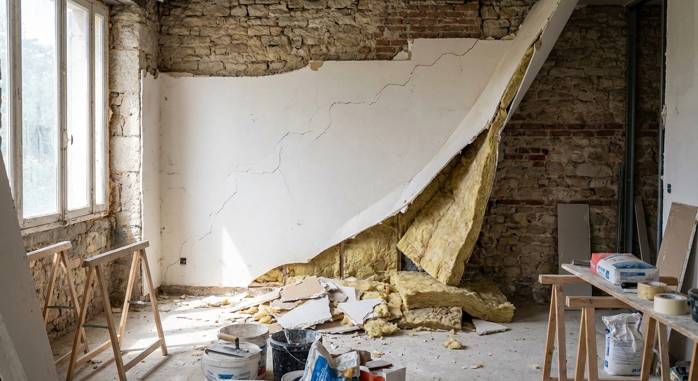 Décollement de doublage isolant intérieur