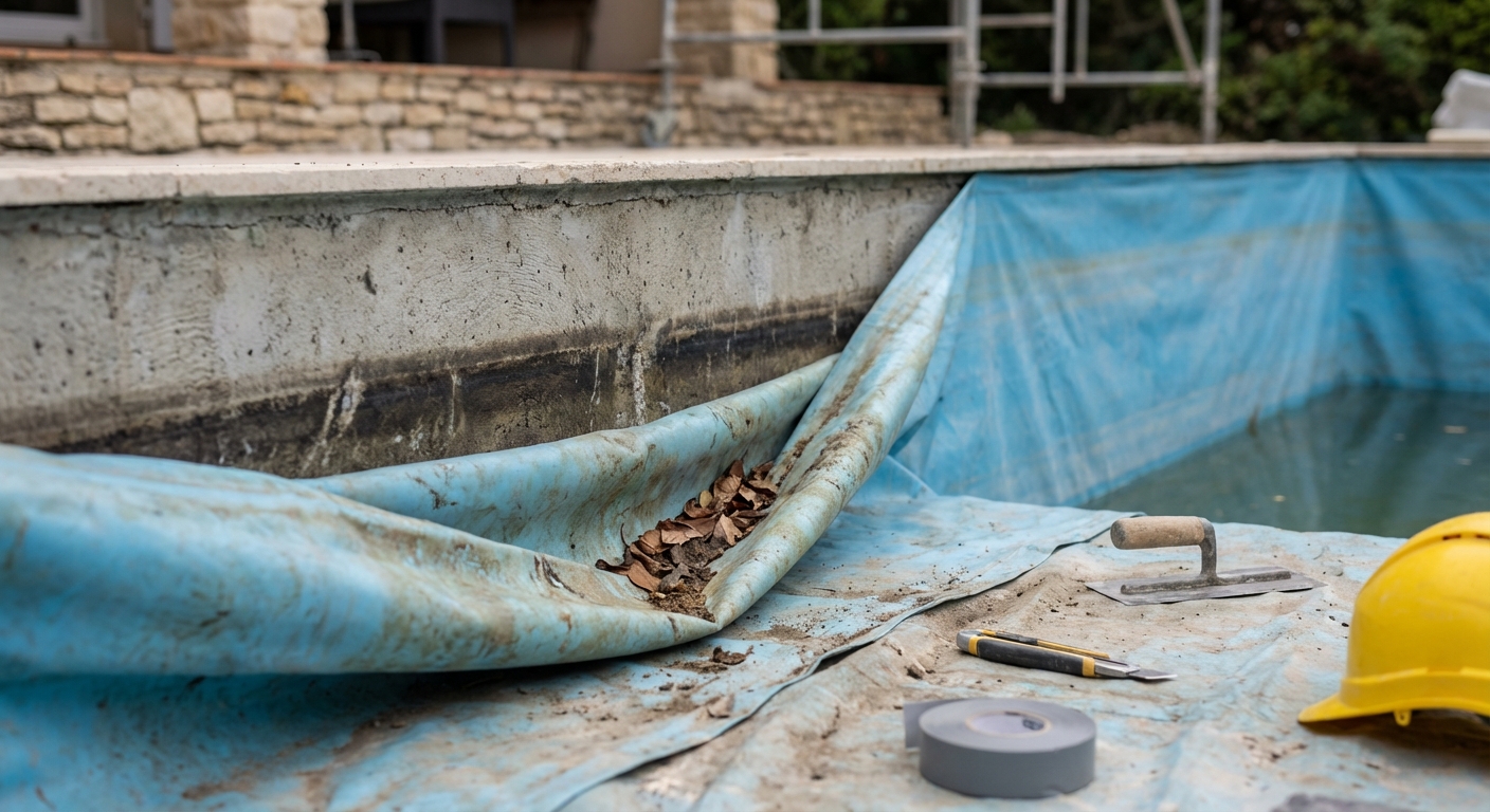 Liner de piscine décollé des parois du bassin