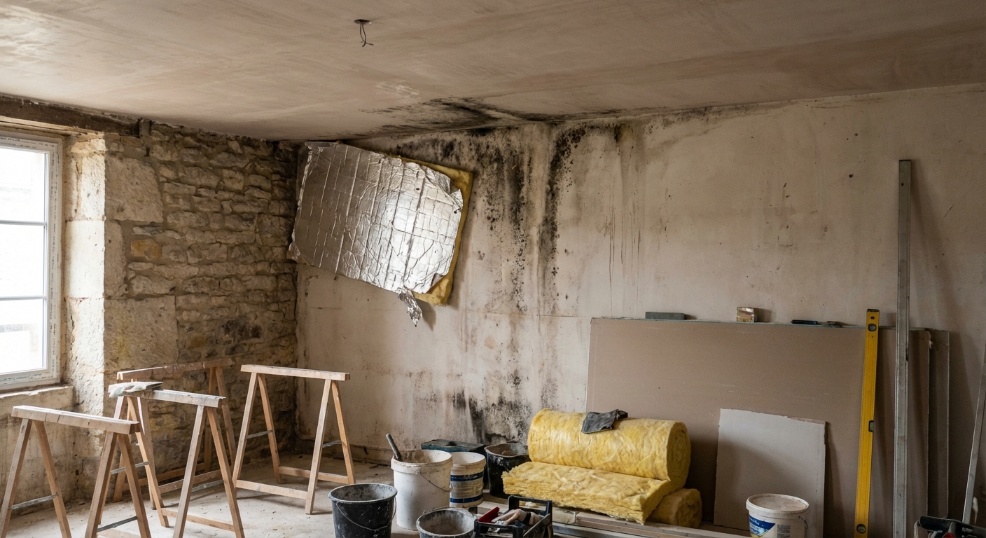 Pont thermique visible suite à un défaut d'isolation