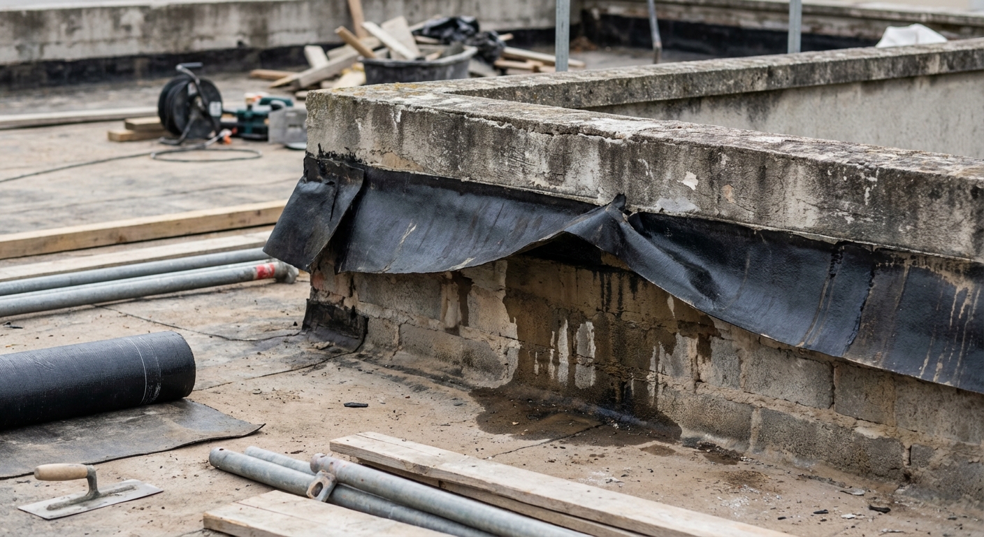 Infiltrations causées par un défaut de relevé d'étanchéité