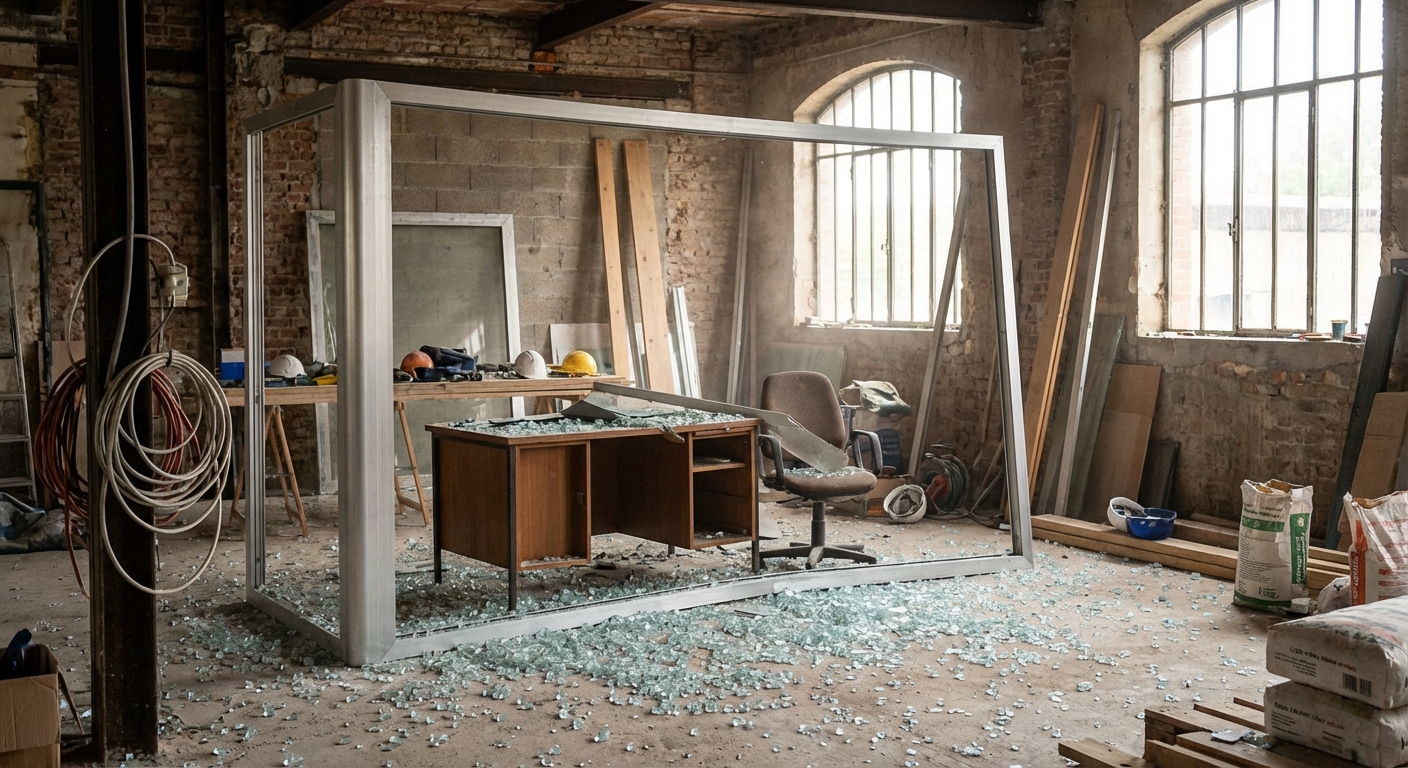 Effondrement de cloison vitrée structurelle