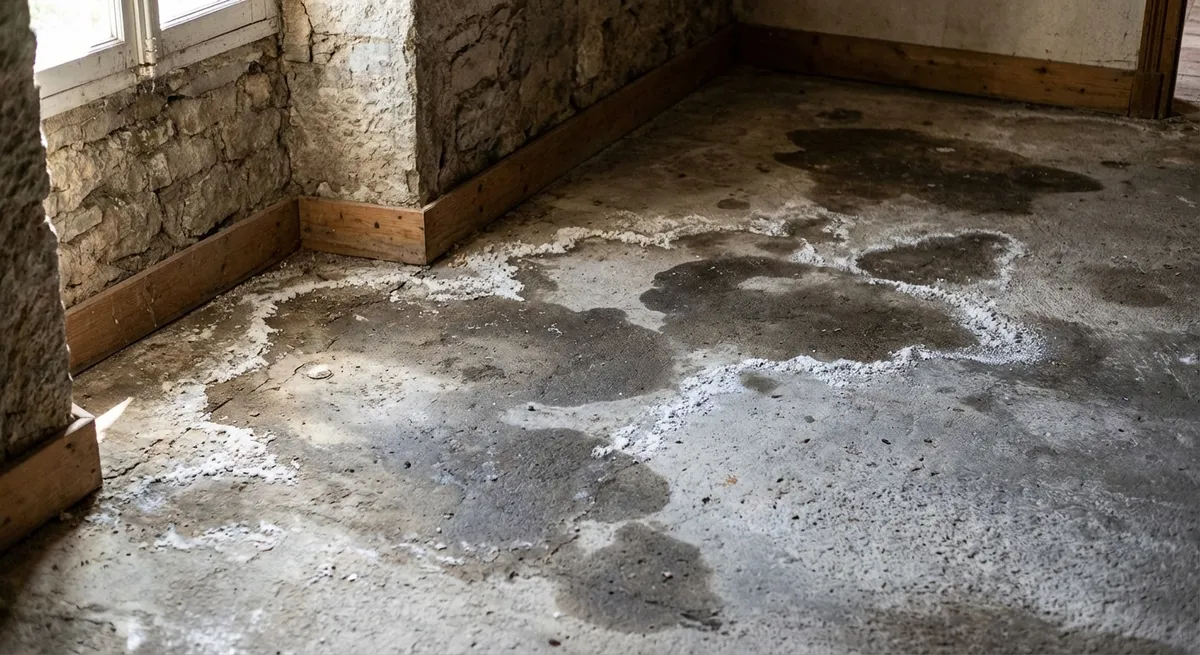 Remontées d'humidité par défaut d'étanchéité de la dalle