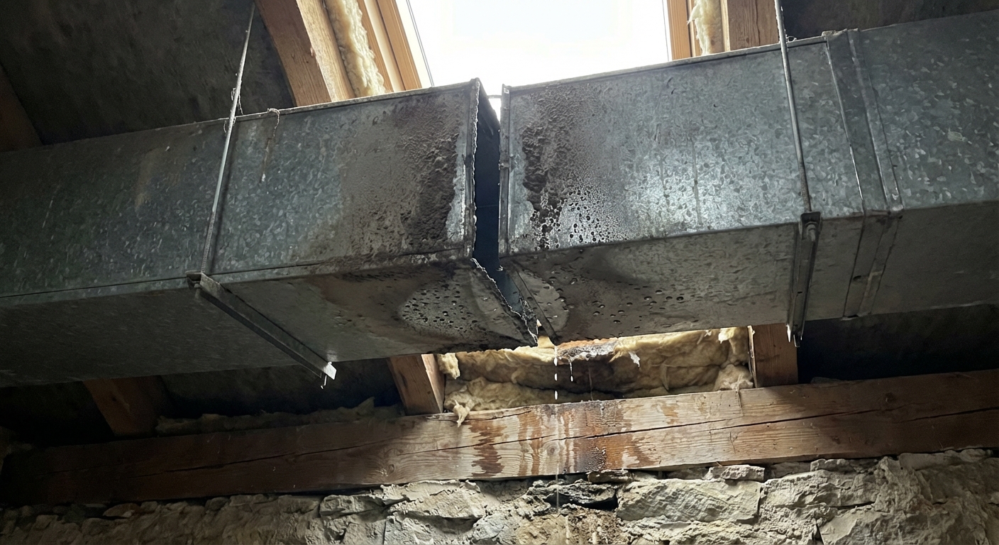 Gaines de ventilation non étanches dans un faux plafond