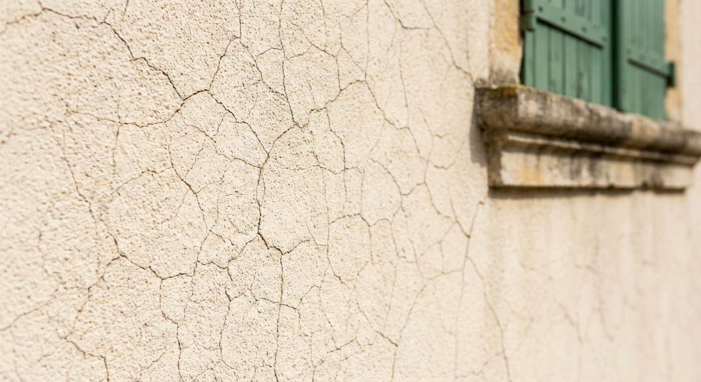 Faïençage généralisé sur un enduit de façade