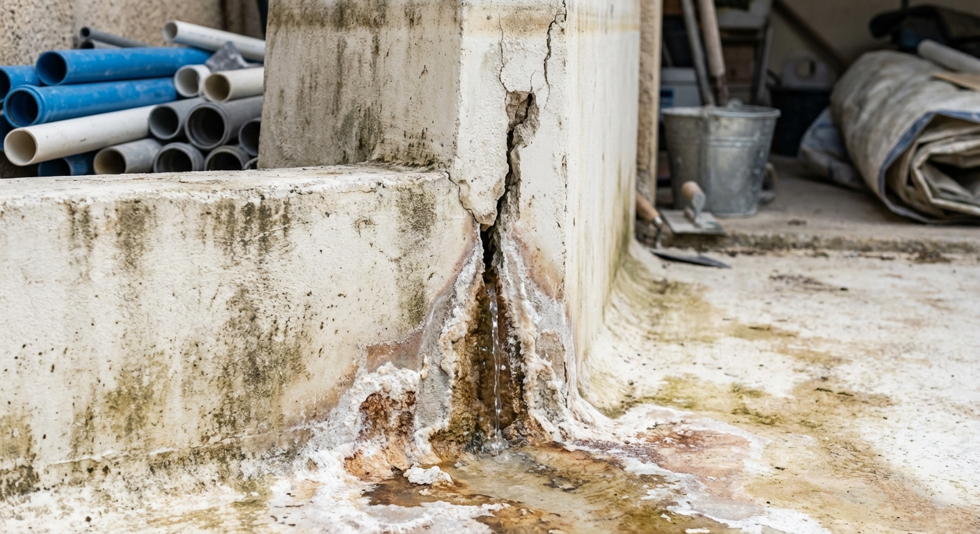 Coque de piscine polyester fissurée