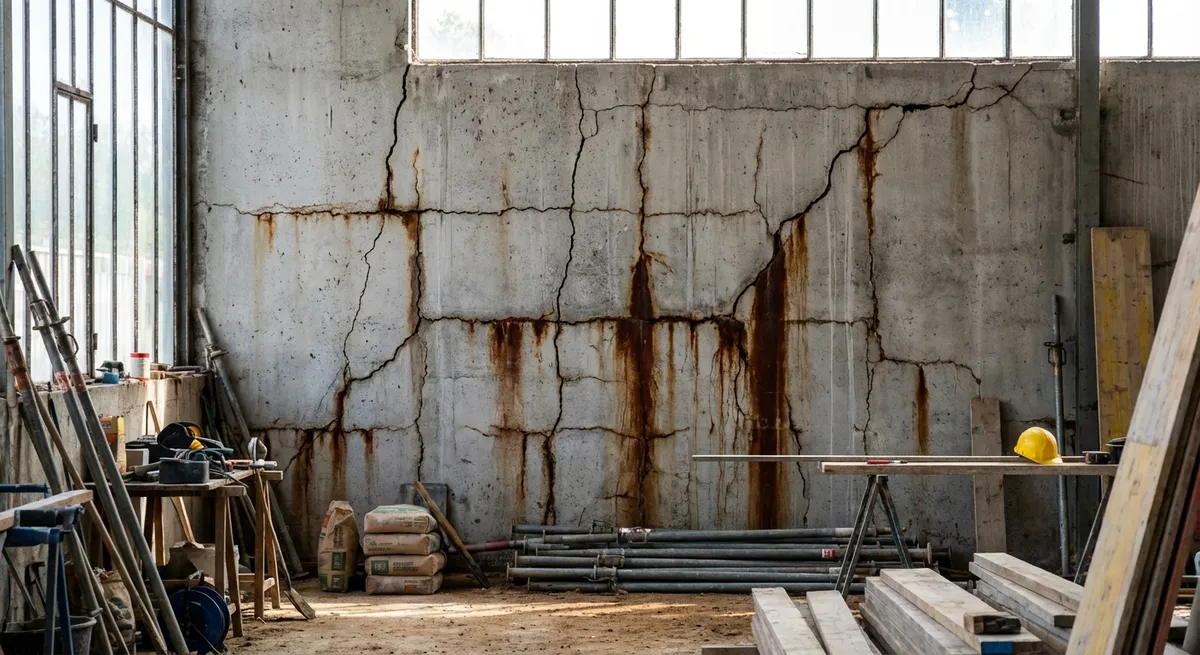 Fissures structurelles sur poutre béton par ferraillage insuffisant