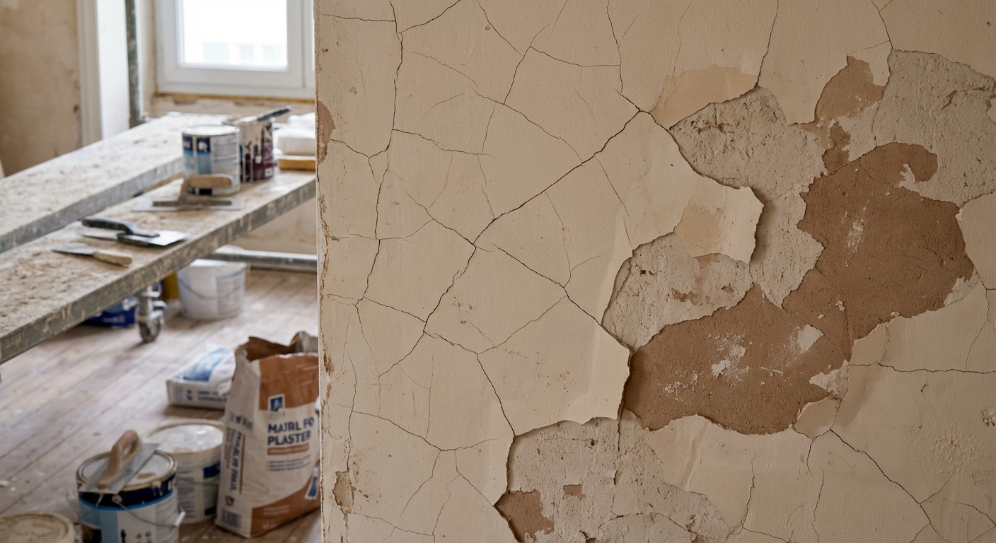 Fissures multiples sur un revêtement de façade