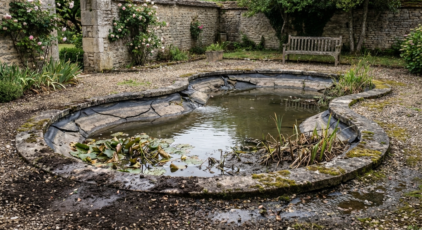 Infiltrations causées par un bassin maçonné défaillant