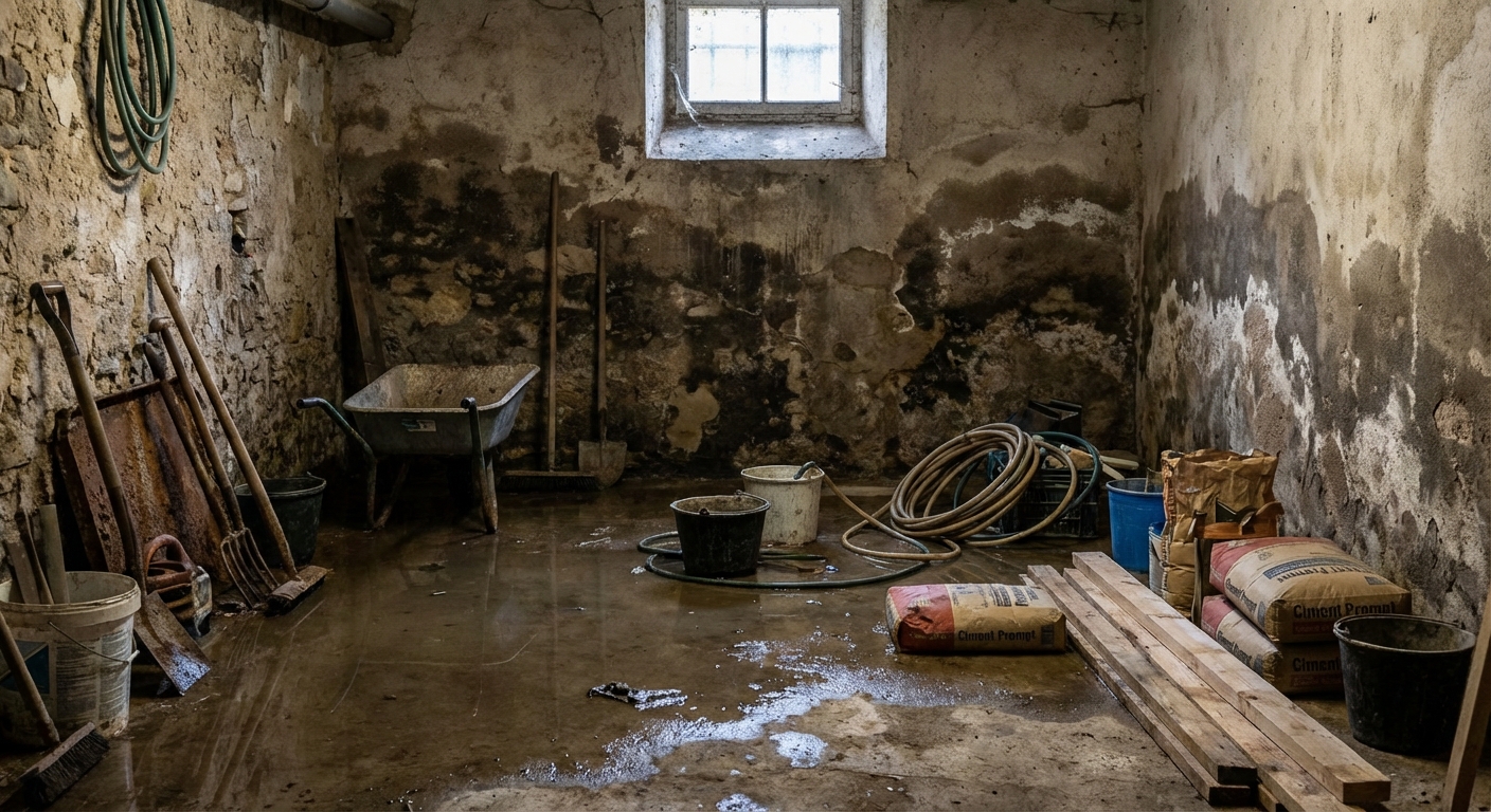 Infiltrations dans un sous-sol par défaut de drainage