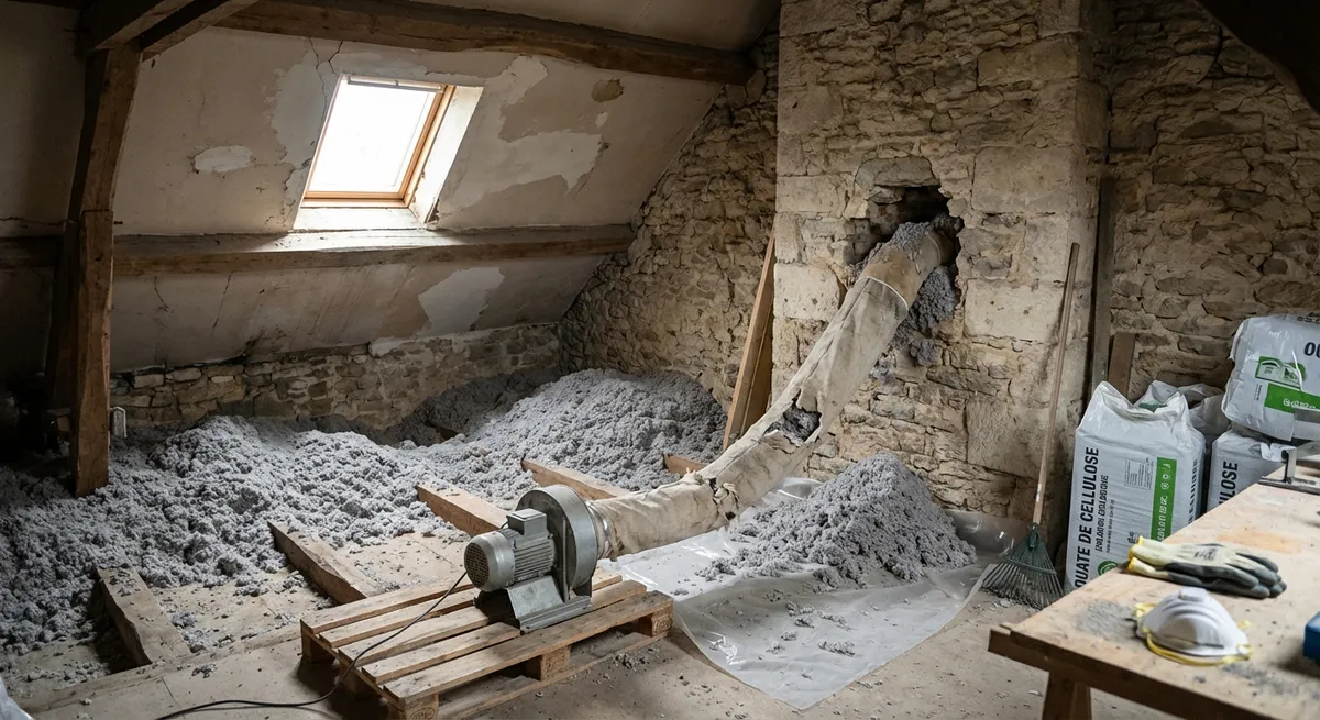 Déformation de plafond par insufflation excessive d'isolant
