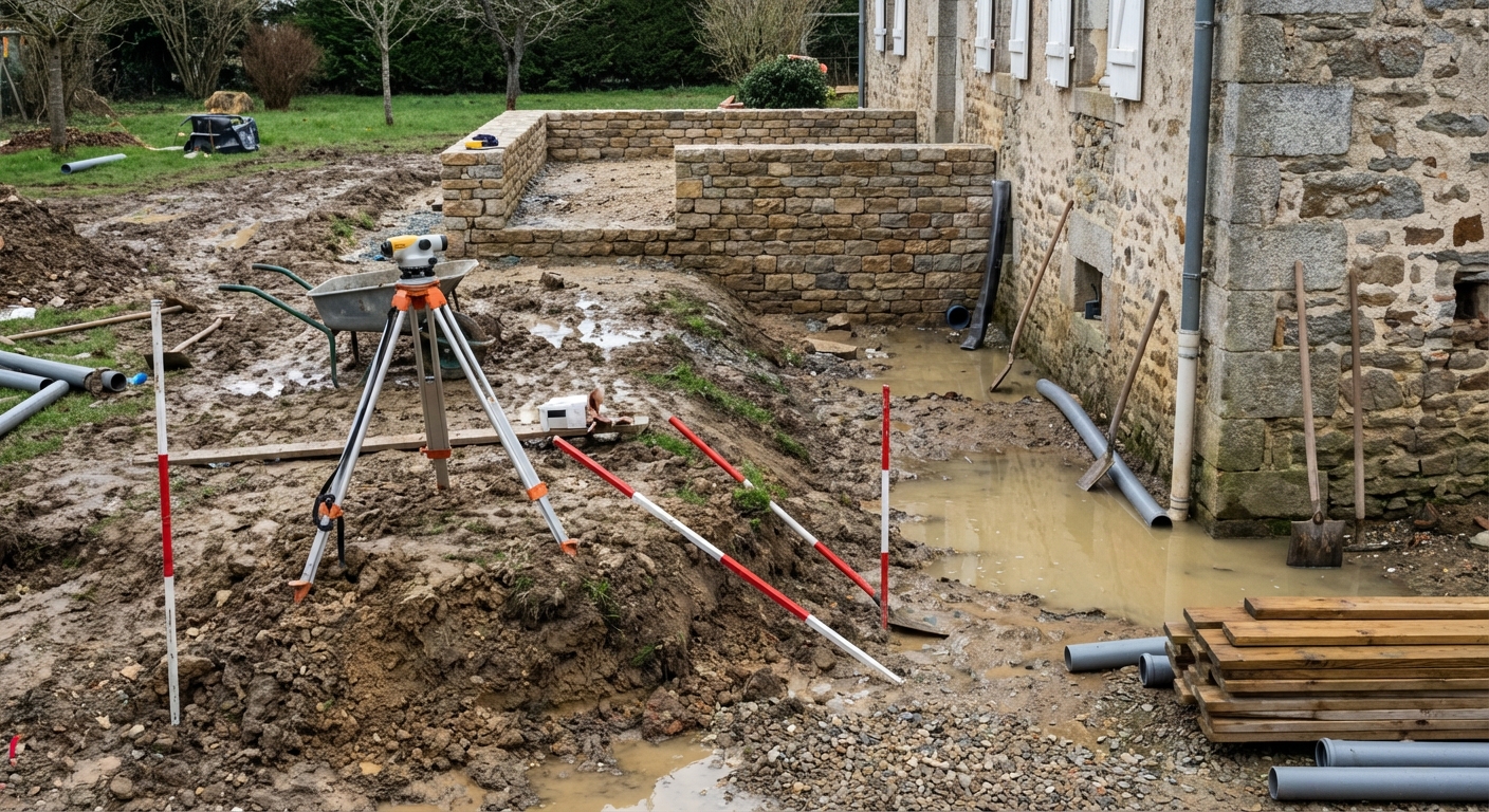 Problème d'écoulement dû à un défaut de nivellement