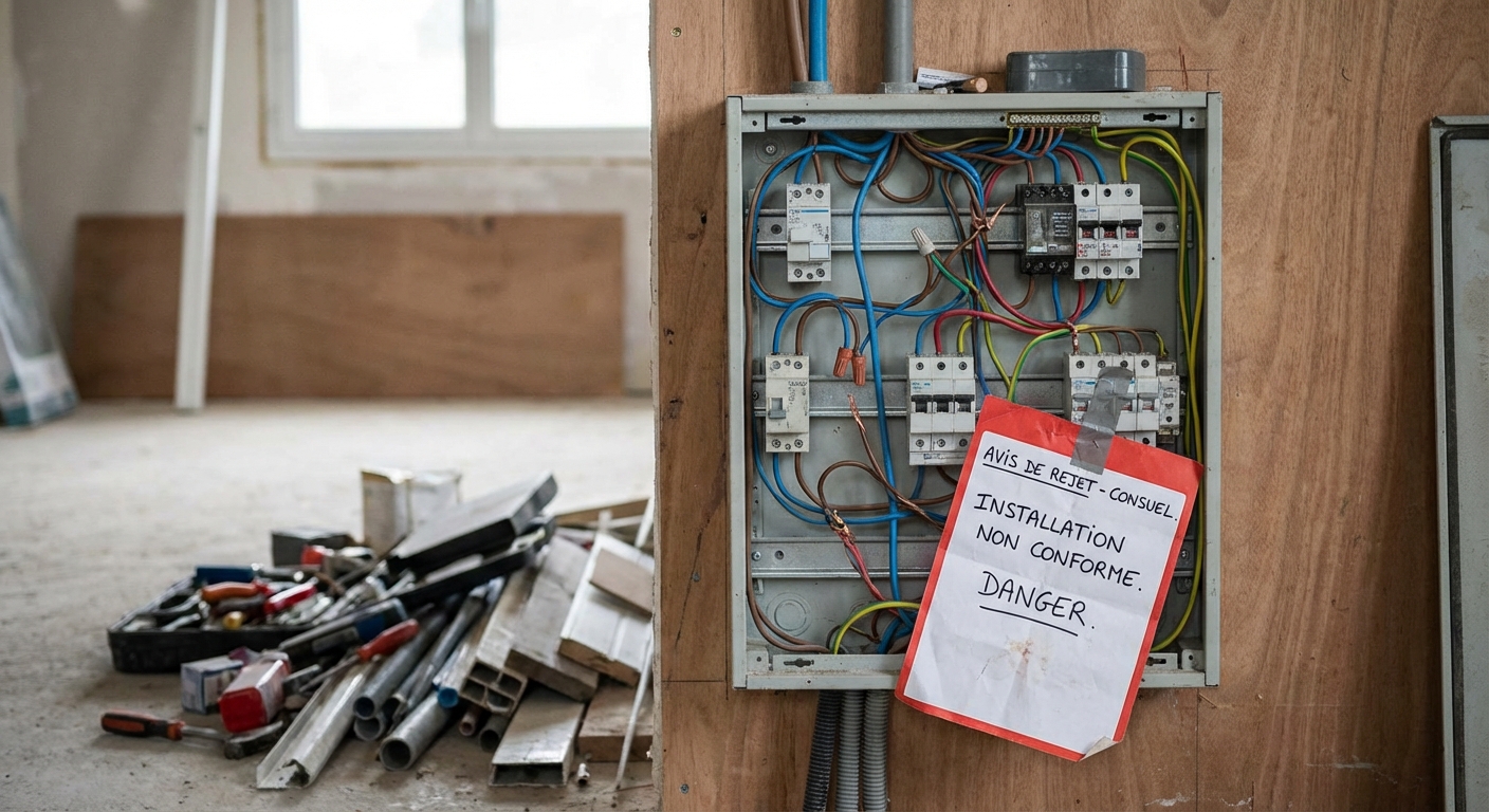 Non-conformité électrique sur chantier d'entreprise générale